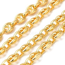 Rack Plating Brass Coffee Bean Chains, Unwelded, Long-Lasting Plated, Lead Free & Cadmium Free, Real 18K Gold Plated, 9x6.5x2mm, 12x8.5x3.8mm(CHC-H105-07G)