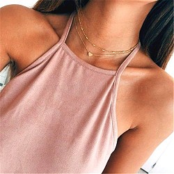 Alloy Pendant Necklaces for Women, Golden, Heart, 11.61 inch(29.5cm)(WGA6E2A-05)