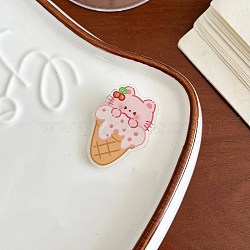 Cute Animal Acrylic Brooches for Backpack Clothes, Cat with Ice Cream, 35~38mm(PW-WGFCC5B-03)