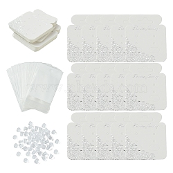 Earring Displays Cards, with Plastic Ear Nuts and Pearl Film OPP Cellophane Bags, White, 5.6x4.8x0.03cm(CDIS-FS0001-12E)