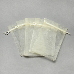 Organza Bags, High Dense, Rectangle, Beige, 9x7cm(X-OP-T001-7x9-19)