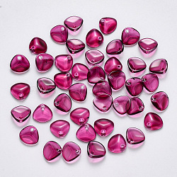 Imitation Jade Glass Charms, Petaline, Medium Violet Red, 7x8x2.5mm, Hole: 1mm(GLAA-R211-01-A06)