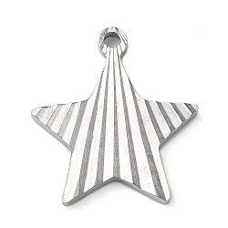 304 Stainless Steel Pendants, Star Charm, Stainless Steel Color, 20x18x1.8mm, Hole: 1.8mm(STAS-D025-04P-01)