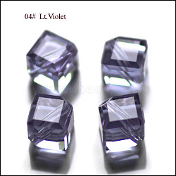 Imitation Austrian Crystal Beads, Grade AAA, Faceted, Cube, Lilac, 7x8.5x8.5mm, Hole: 0.9~1mm(SWAR-F069-6x6mm-04)