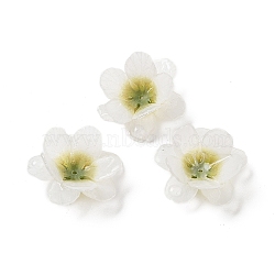 Opaque Acrylic Bead Cap, Flower, Floral White, 29x30x10.5~13mm, Hole: 1mm(SACR-C006-02C)