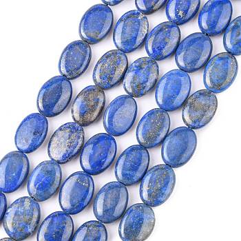 Natural Lapis Lazuli Beads Strands, Oval, 14x10x4~4.5mm, Hole: 0.7mm, about 29pcs/strand, 15.75''(40cm)