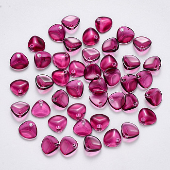 Imitation Jade Glass Charms, Petaline, Medium Violet Red, 7x8x2.5mm, Hole: 1mm