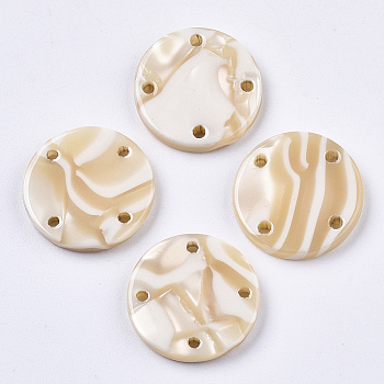 Cellulose Acetate(Resin) Chandelier Component Links, Flat Round, Navajo White, 17.5x2.5mm, Hole: 1.5mm