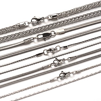 304 Stainless Steel Chain Necklaces, with Lobster Claw Clasps, Stainless Steel Color, 17.7 inch~23.6 inch(45~60cm)x1.2~4mm