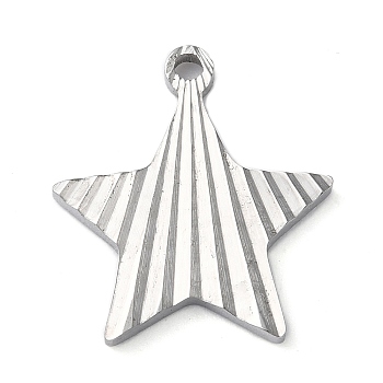 304 Stainless Steel Pendants, Star Charm, Stainless Steel Color, 20x18x1.8mm, Hole: 1.8mm
