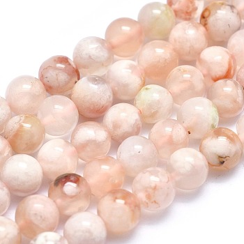 Natural Cherry Blossom Agate Beads Strands, Round, 6mm, Hole: 0.6mm, about 68pcs/strand, 15.7 inch(40cm)