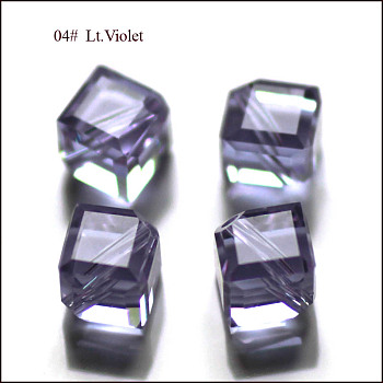Imitation Austrian Crystal Beads, Grade AAA, Faceted, Cube, Lilac, 7x8.5x8.5mm, Hole: 0.9~1mm