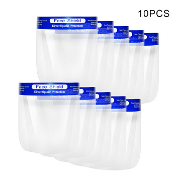 Adjustable Safety Face Shield, Full Protection Cap Wide Visor, Transparent Resistant Spitting Anti Fog Anti-splash Lens, Clear, 23x32cm, 10pcs/bag