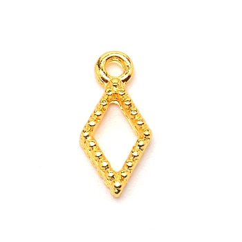 Rhombus Alloy Small Handmade Pendant, Epoxy Frame Charms, Golden, 15x7x2.5mm, Hole: 1.5mm