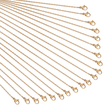 20Pcs 304 Stainless Steel Cable Chain Necklaces Set for Men Women, Golden, 17.72 inch(450mm)