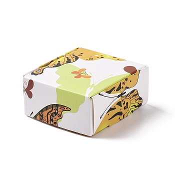 Square Paper Gift Boxes, Folding Box for Gift Wrapping, Butterfly Pattern, 5.6x5.6x2.55cm