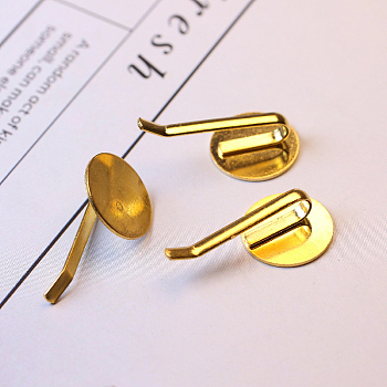 Iron Hair Stick Findings, Flat Round, Golden, Tray: 18mm, 35x18mm
