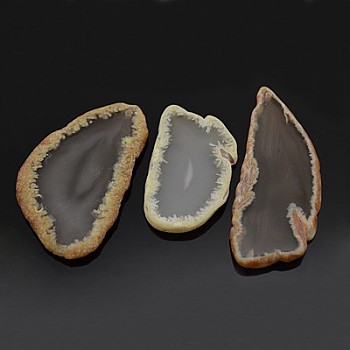 Natural Agate Slices Big Pendants, Dyed, Old Lace, 50~110x27~60x5~10mm, Hole: 2mm, about 20~40pcs/kg