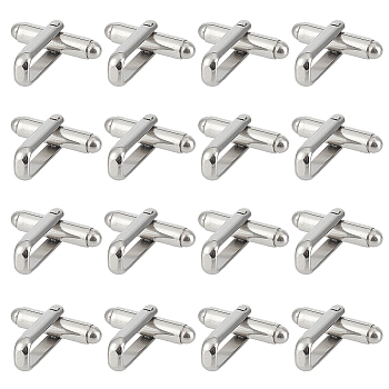 SUNNYCLUE 20Pcs Man's 201 Stainless Steel Cufflinks Findings, Bullet, Stainless Steel Color, 17x18x7mm, Hole: 4.5x12mm