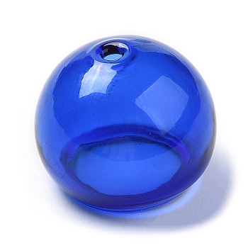 Transparent Glass Bead Cone, for Wind Chimes Making, Half Round, Blue, 16x13mm, Hole: 1.4mm, Inner Diameter: 10.8mm