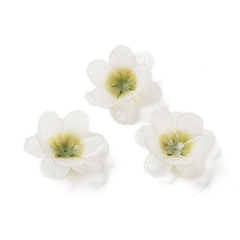 Opaque Acrylic Bead Cap, Flower, Floral White, 29x30x10.5~13mm, Hole: 1mm