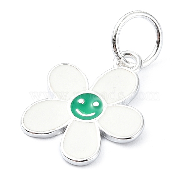 925 Sterling Silver Enamel Smiling Face Flower Charms(STER-M119-06D-S)-2