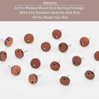 nbeads 60piezas de aretes de madera de nogal(MAK-NB0001-12)-5