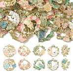 20Pcs 10 Styles Alloy Enamel Pendants, with ABS Imitation Pearl & Rhinestone & Resin, Flower Charms, Mixed Color, 24~28x20~28.5x2.2~6mm, Hole: 1.8~2mm, 2pcs/style(ENAM-FS0004-09)