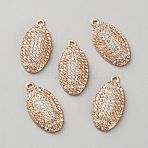 Alloy Rhinestone Pendants, Rugby, Light Gold, 27.5x14x3.5mm, Hole: 1.6mm(FIND-WH0173-160A)