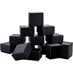 Kraft Paper Cardboard Jewelry Boxes, Ring Box, Square, with Sponge inside, Black, 5.7x5.7x3.7cm(CBOX-BC0001-13B)