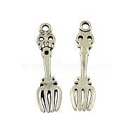 Tibetan Style Zinc Alloy Pendant Rhinestone Settings, Fork, Lead Free & Cadmium Free, Antique Silver, 34.4x8.5x3mm, Hole: 2mm, Fit for 1mm Rhinestone, about 333pcs/500g(TIBEP-R334-200AS-RS)