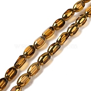 Electroplate Transparent Glass Beads Strands, Faceted Oval, Goldenrod, 7x4.5x3.5mm, Hole: 1mm, about 50pcs/strand, 12.99''(33cm)(EGLA-Q127-A01-01E)