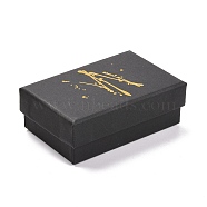 Rectangle Hot Stamping Cardboard Jewelry Packaging Boxes, with Sponge Inside, for Rings, Small Watches, Necklaces, Earrings, Bracelet, Black, 8.1x5.2x2.8cm(CON-FS0001-08B)