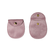 Velvet Jewelry Bag, for Bracelet, Necklace, Earrings Storage, Oval, Pink, 8.5x8cm(PW-WG83476-11)