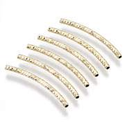 Brass Curved Tube Beads, Curved Tube Noodle Beads, Fancy Cut, Nickel Free, Real 18K Gold Plated, 30x2mm, Hole: 1.2mm(KK-R112-033B-NF)