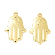 304 Stainless Steel Pendants, Real 18K Gold Plated, Hamsa Hand with Star, 29x19x3mm, Hole: 1.8mm(STAS-F304-01G-03)