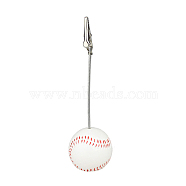 Resin Name Card Holder, Photo Memo Holder, with Iron Alligator Clips, Baseball, White, 121mm(OFST-PW0002-084D)