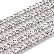 Handmade 304 Stainless Steel Curb Chains, Twisted Chains, Unwelded, Faceted, Stainless Steel Color, 4.5x3.5x1.5mm, Wire: 1mm(STAS-F229-07A-P)