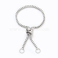 Adjustable 316 Surgical Stainless Steel Box Chain Slider Ring Making, Bolo Chain Ring Making, Stainless Steel Color, 1.2mm, Inner Diameter: 1 inch(2.7cm)(AJEW-JB00775-01)