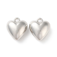 CCB Plastic Pendants, Heart Charms, Platinum, 26x23x12.5mm, Hole: 2.7mm(CCB-C001-09G-P)