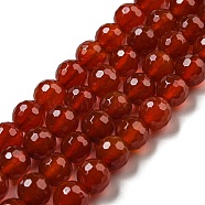 Natural Carnelian Beads Strands, Dyed & Heated, Faceted, Round, Grade A, 8mm, Hole: 1mm, about 45pcs/strand, 14.57 inch(37cm)(G-E571A02-02)