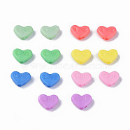 Opaque Acrylic Beads, Dyed, Heart with Word Love, Mixed Color, 10x13.5x4.5mm, Hole: 1.8mm, about 2300pcs/500g(MACR-S373-128-S)