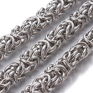 304 Stainless Steel Byzantine Chains, Unwelded, Stainless Steel Color, 11~11.5mm(CHS-P007-07P-03)