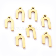 304 Stainless Steel Pendants, Matte Style, Greek Alphabet, Golden Color, Letter.H, Letter.H: 12.5x6.5x1.5mm, Hole: 1.5mm(STAS-F267-10H-G)