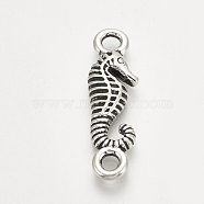 Tibetan Style Alloy Links connectors, Sea Horse, Cadmium Free & Lead Free, Antique Silver, 25.5x8x2.5mm, Hole: 2mm(TIBE-Q072-31AS-RS)