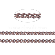 Brass Twisted Chains, Curb Chains, Unwelded, with Spool, Oval, Lead Free & Nickel Free & Cadmium Free, Red Copper, 1.8x1x0.36mm, about 301.83 Feet(92m)/roll(CHC-S100-R-NF)
