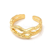 Brass Hollow Open Cuff Ring for Women, Lead Free & Cadmium Free, Real 18K Gold Plated, US Size 8(18.1mm)(RJEW-A015-06G)