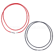 SUNNYCLUE 2Pcs 2 Colors Polyester Waxed Cords Necklace Making, with 304 Stainless Steel Bayonet Clasps, Stainless Steel Color, Black & Red, Mixed Color, 66x0.2cm(MAK-SC0001-13F)