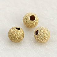 Yellow Gold Filled Textured Beads, 1/20 14K Gold Filled, Cadmium Free & Nickel Free & Lead Free, Round, 5mm, Hole: 1mm(KK-G155-5mm-2)