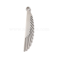 201 Stainless Steel Pendants, Laser Cut, Wing Charm, Stainless Steel Color, 28x5x1mm, Hole: 1.5mm(STAS-E211-16P)
